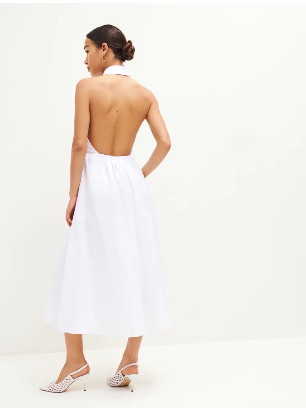 Reformation White Halter Collared Midi Dress - Picture 3 of 7